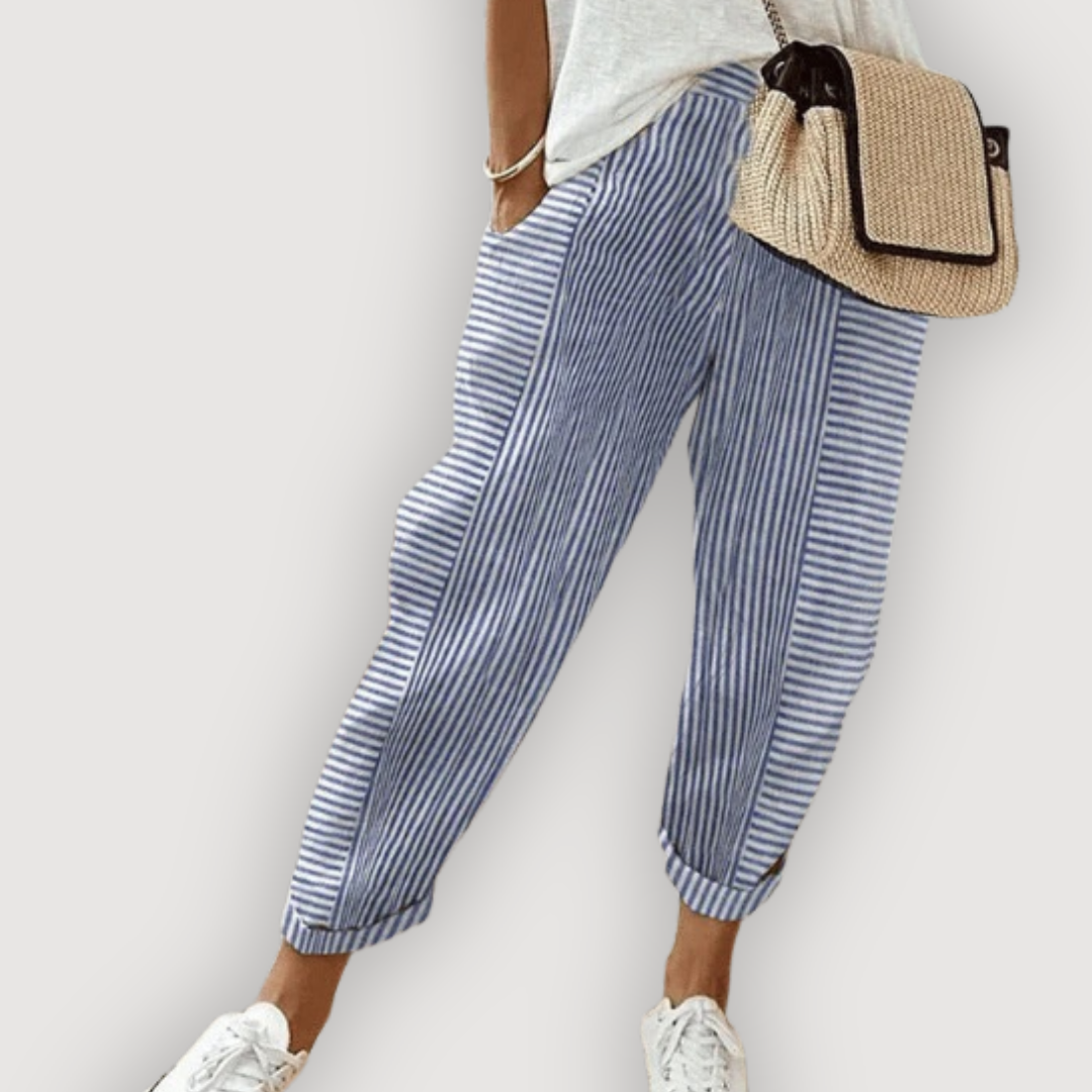 MIRA – STRIPED LINEN TROUSERS