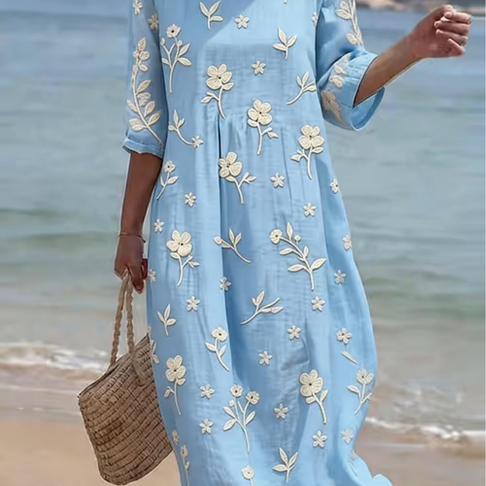 Maxine | Embroidered Mid-Sleeve Dress