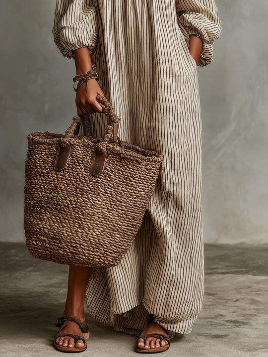 LISA - Cotton-linen Long-sleeved Maxi Dress