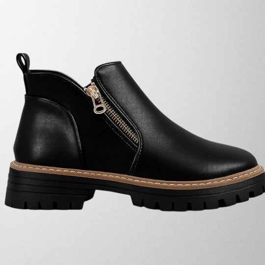 Olivia – Trendy kotníkové boty v černé PU kůži pro ženy