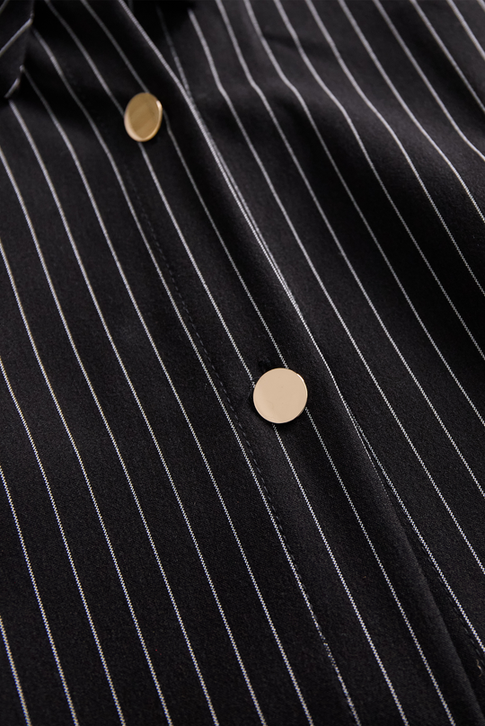 Poppy | Black Pinstripe Shirt Dress
