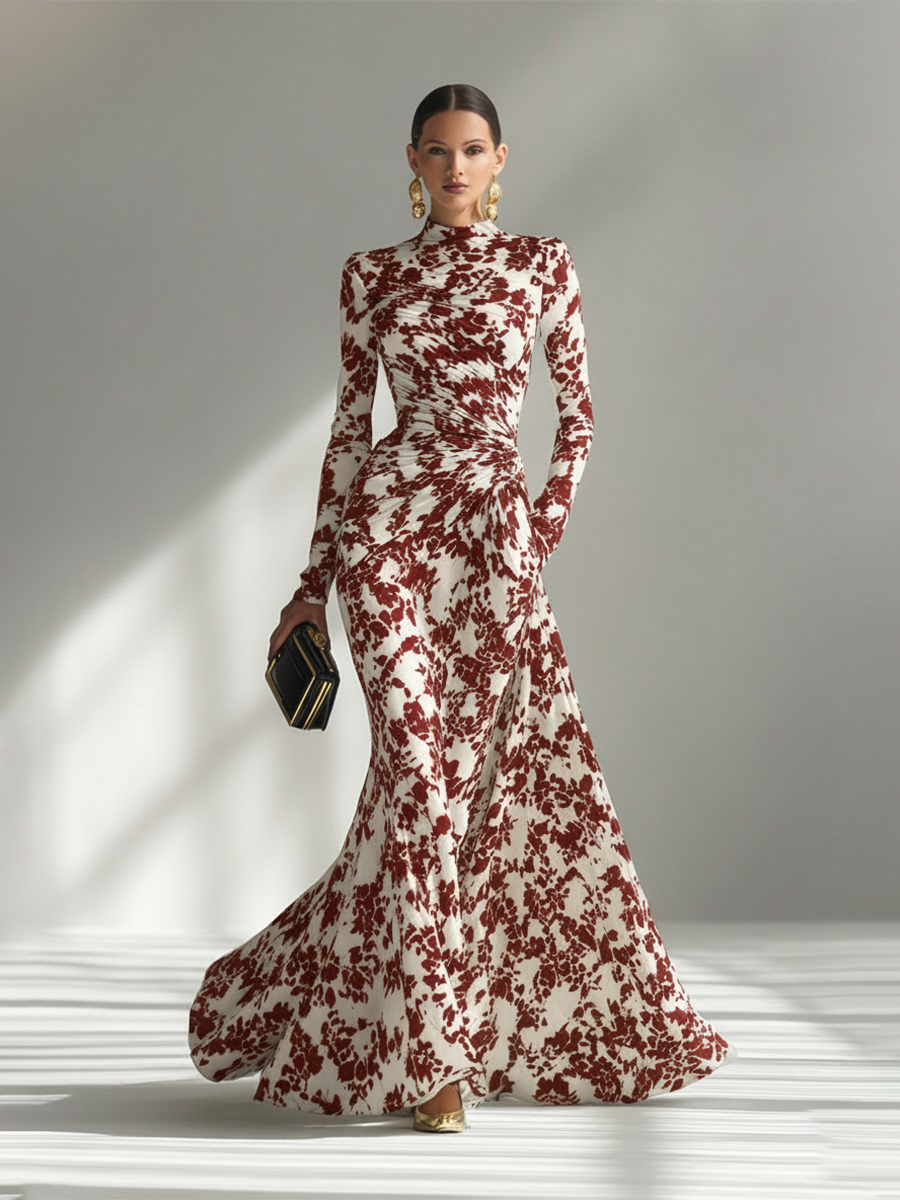 EMMA - Black And White Patterned Stretch Dress