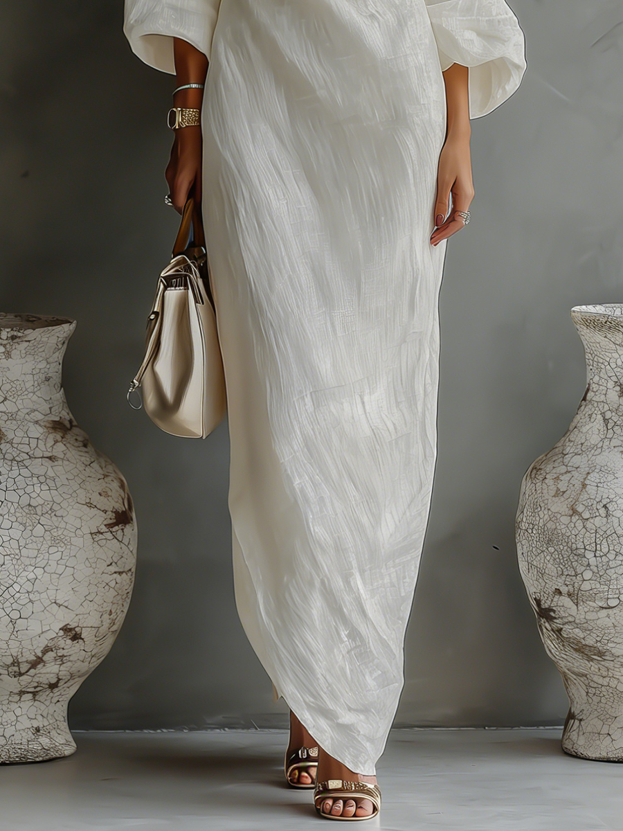 LISA - Ivory White Flowing Elegant Dress