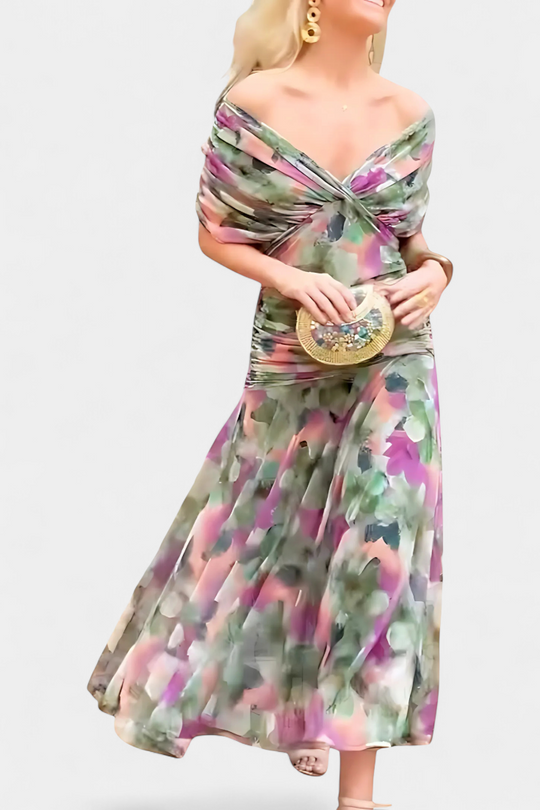 Freya - Flowing Floral V Neck Dress