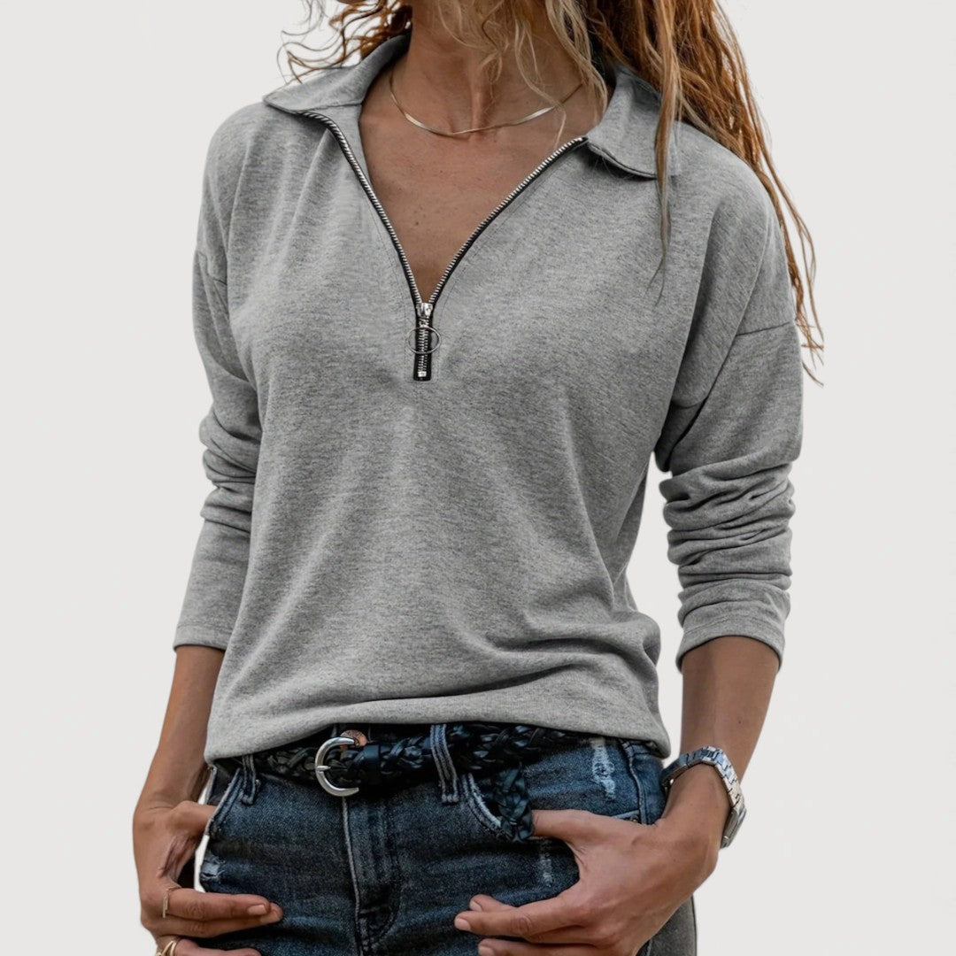 MAUREEN – ZIP COLLAR TOP