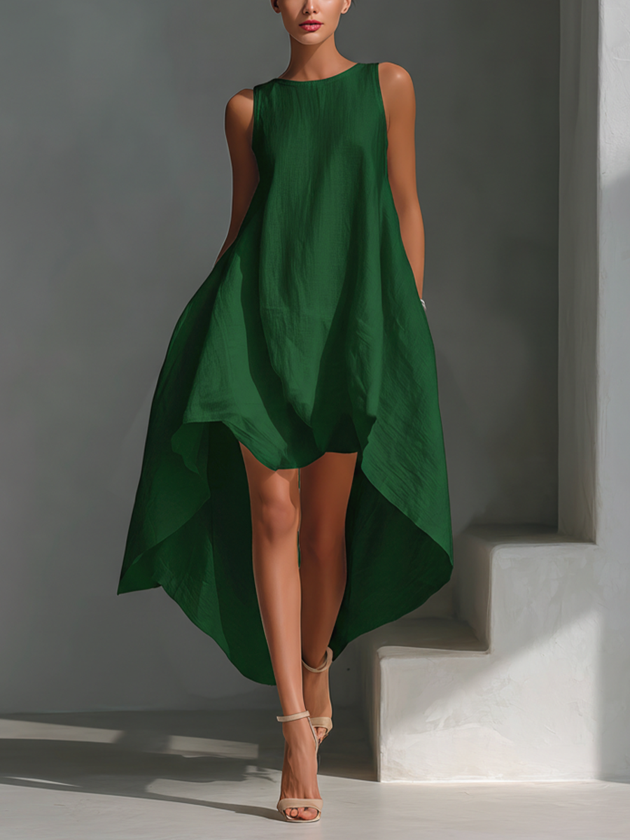 NOA - White Linen Sleeveless Midi Dress