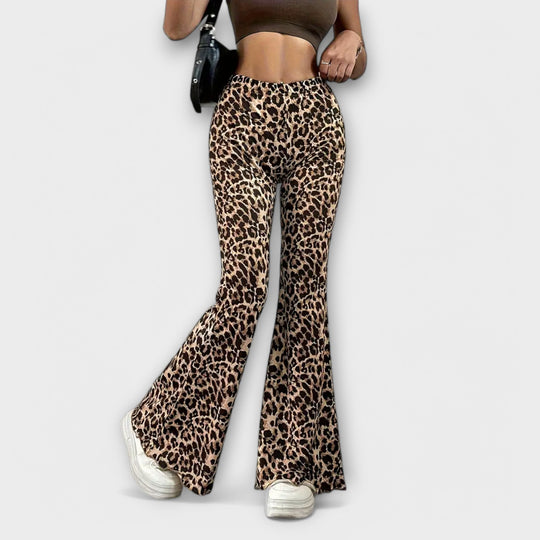 Kalhoty Bootcut s leopardím potiskem
