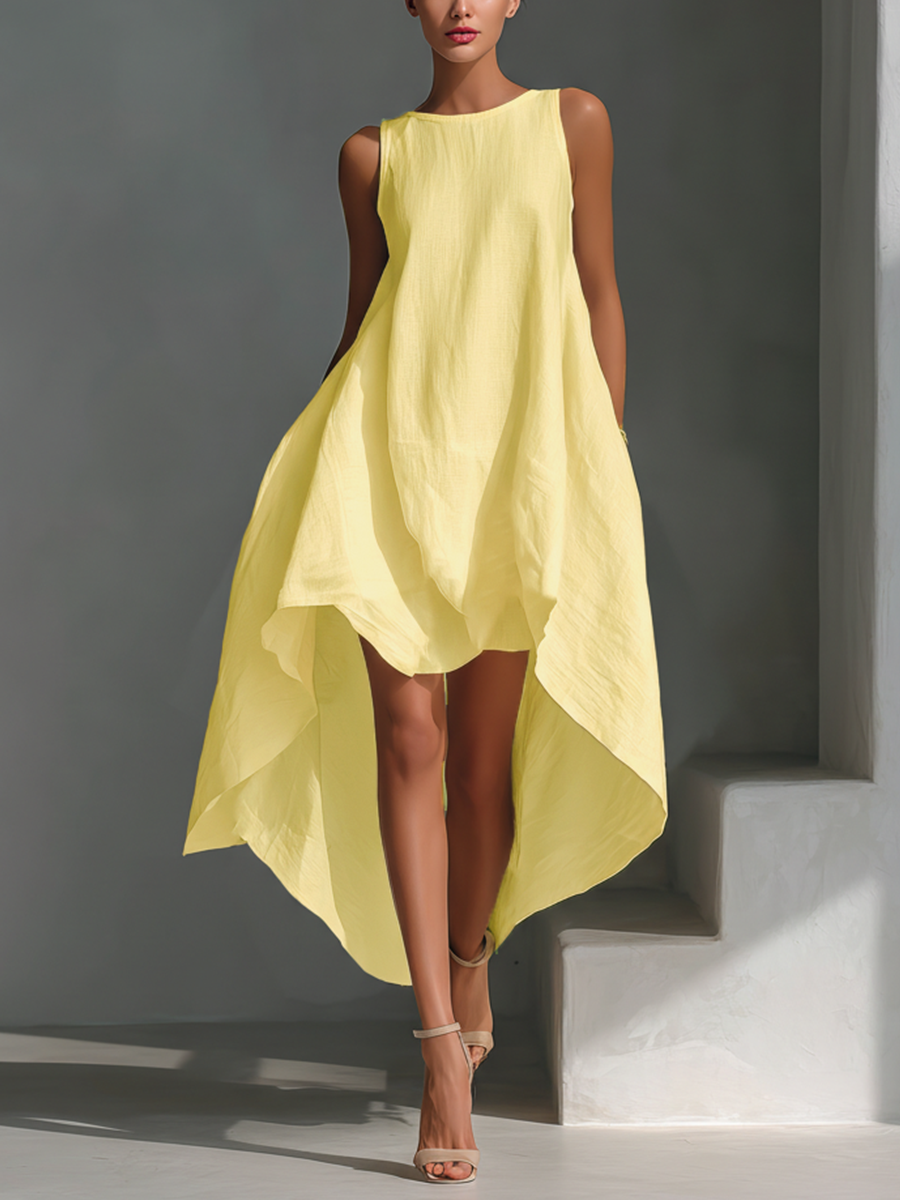 NOA - White Linen Sleeveless Midi Dress