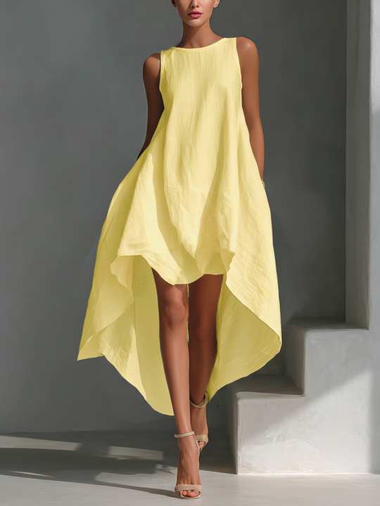 NOA - White Linen Sleeveless Midi Dress