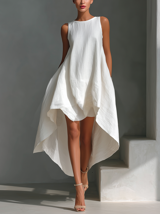 NOA - White Linen Sleeveless Midi Dress