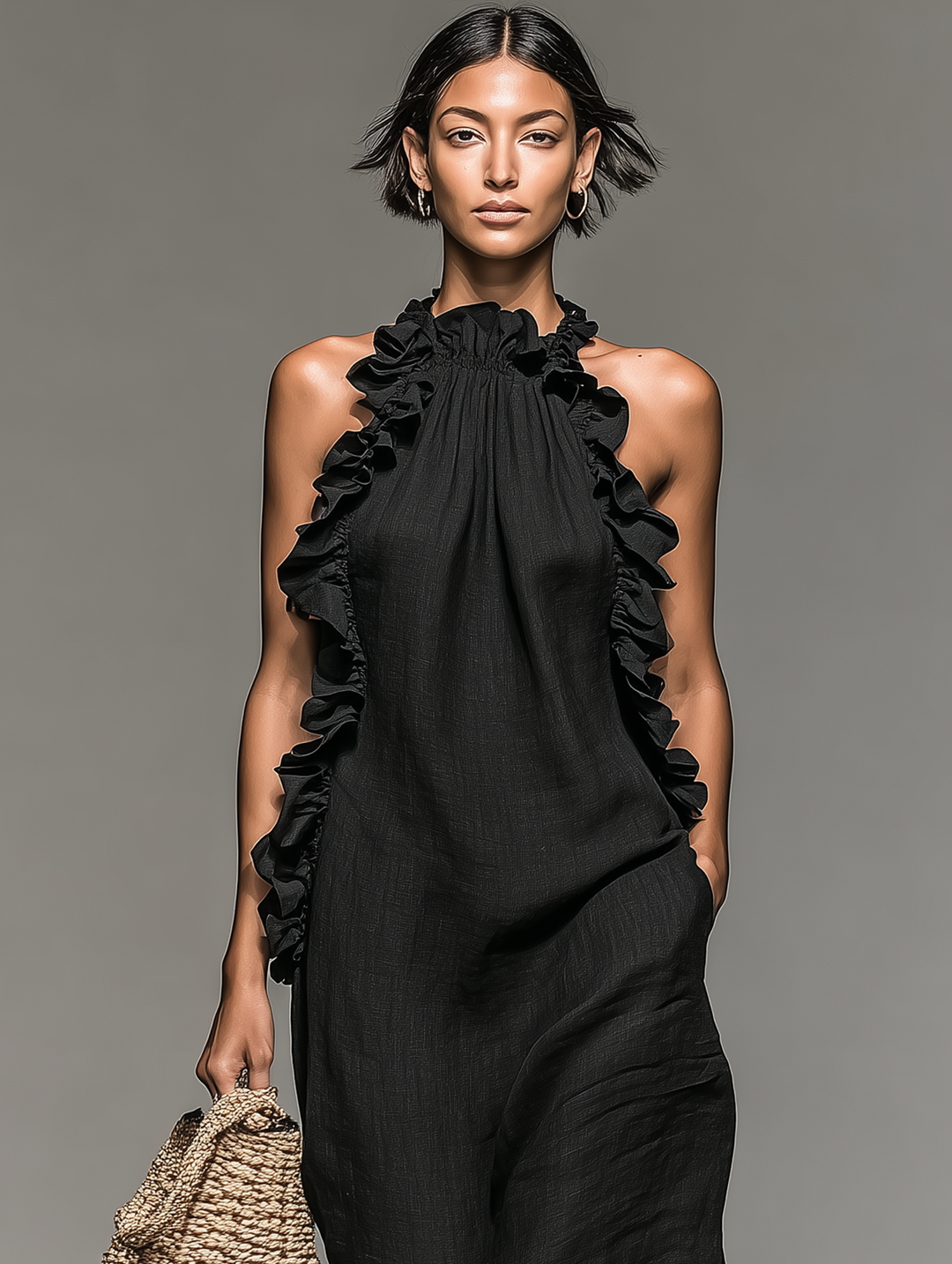 FARAH - Linen-blend Sleeveless Maxi Dress