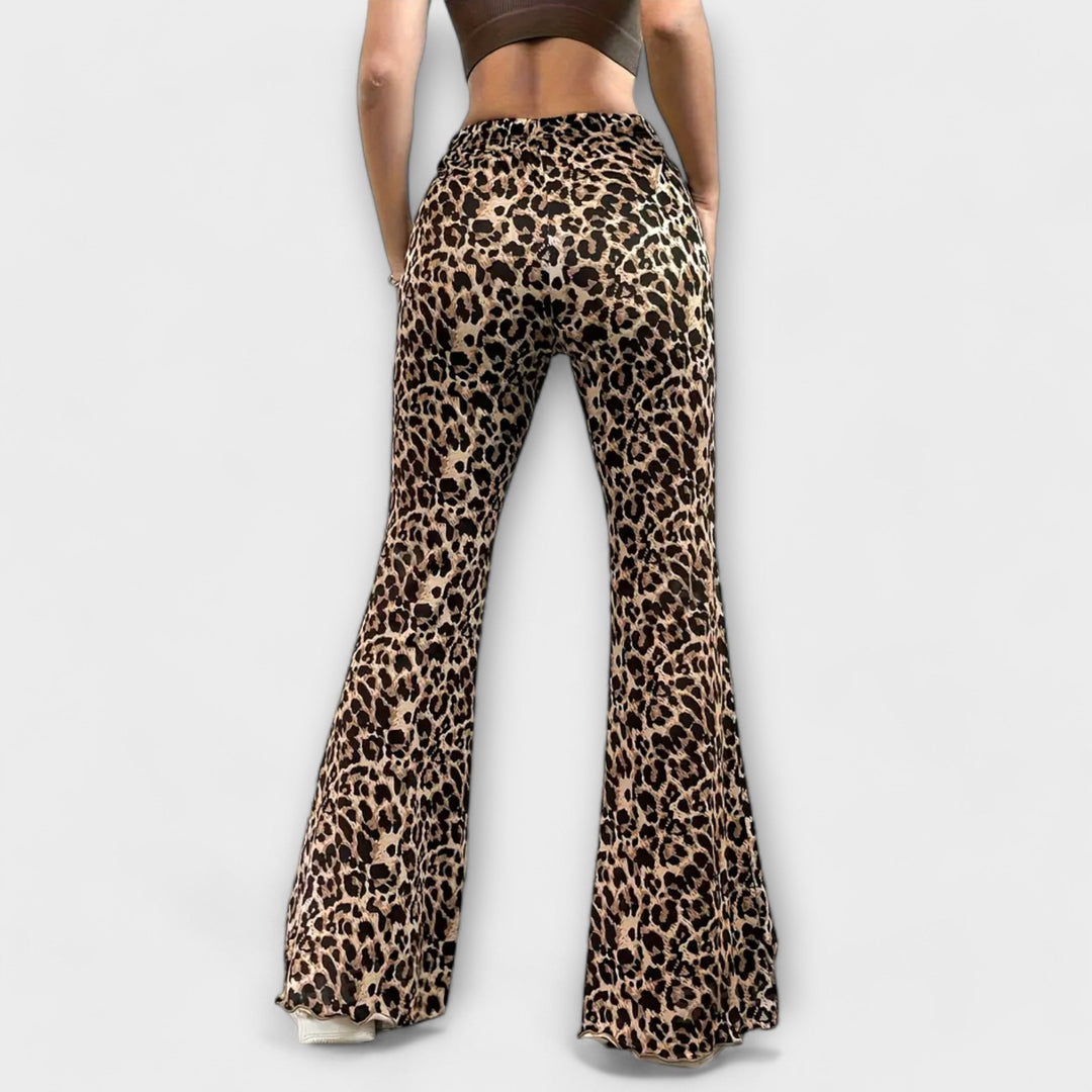 Kalhoty Bootcut s leopardím potiskem