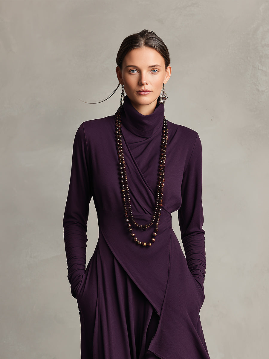 LINA - Purple Bohemian Cotton Stretch Maxi Dress