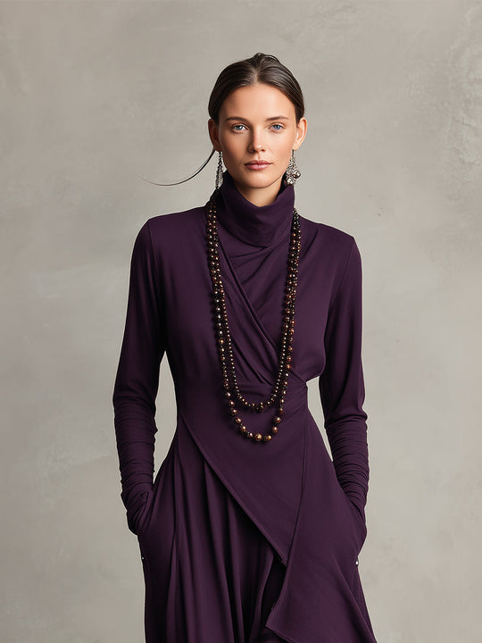 LINA - Purple Bohemian Cotton Stretch Maxi Dress