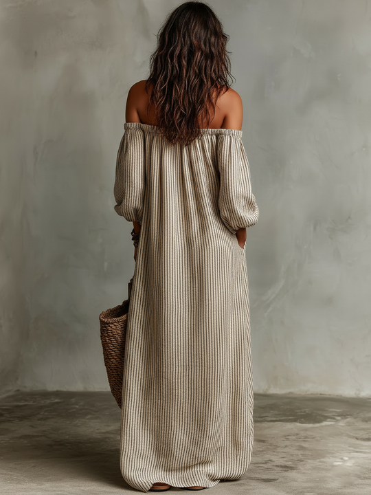 LISA - Cotton-linen Long-sleeved Maxi Dress