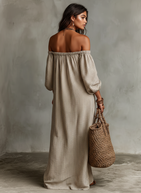 LISA - Cotton-linen Long-sleeved Maxi Dress