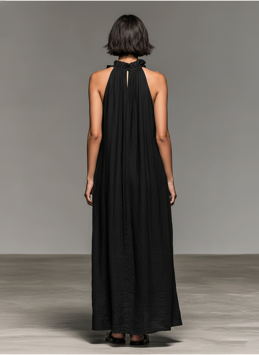 FARAH - Linen-blend Sleeveless Maxi Dress