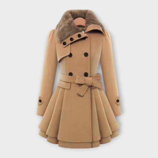 Emma - Elegantní kabát s límcem z umělé kožešiny