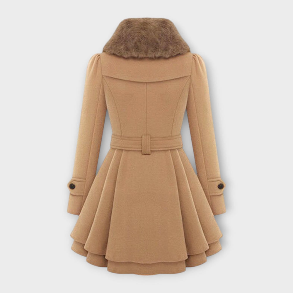 Emma - Elegantní kabát s límcem z umělé kožešiny