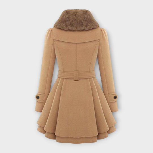 Emma - Elegantní kabát s límcem z umělé kožešiny