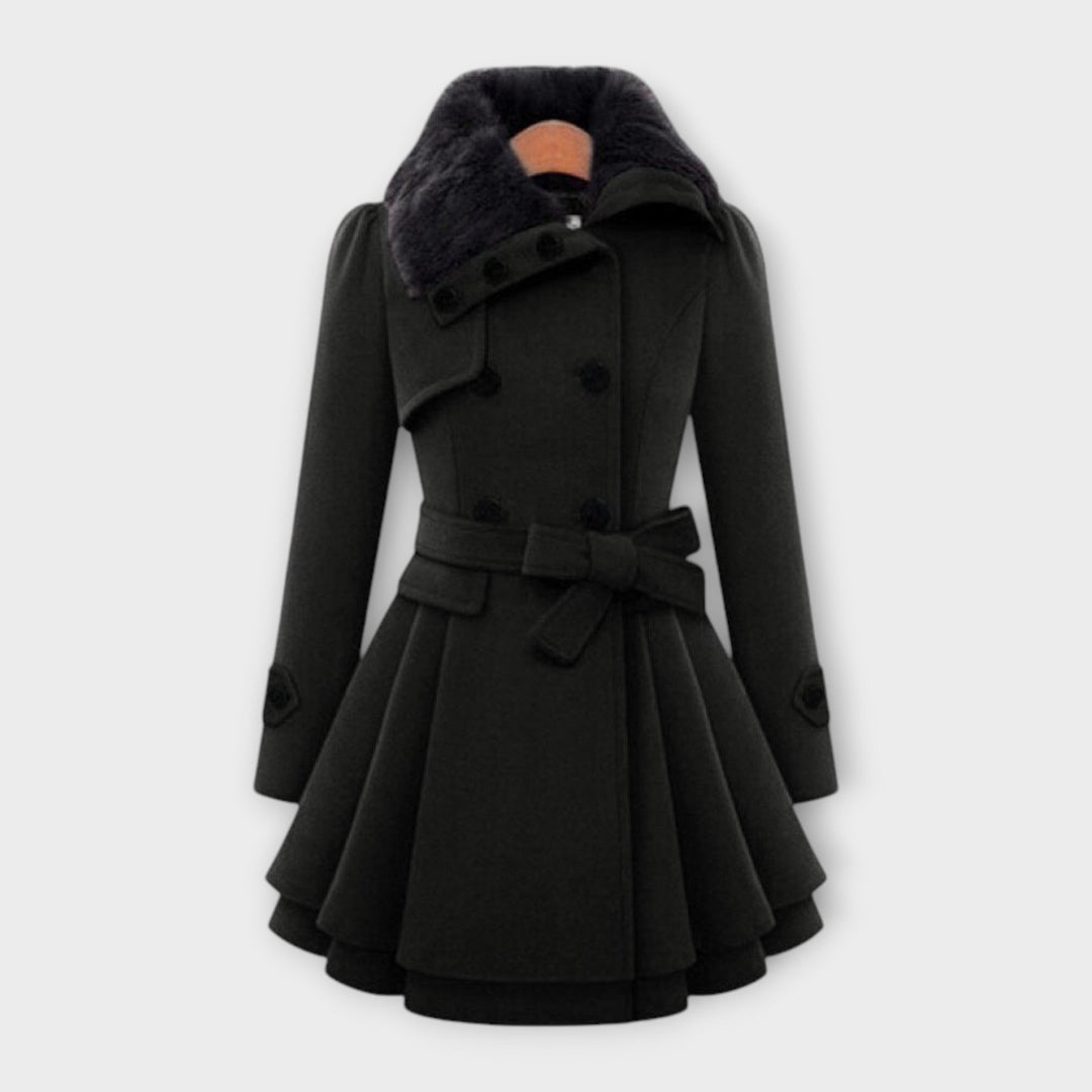 Emma - Elegantní kabát s límcem z umělé kožešiny