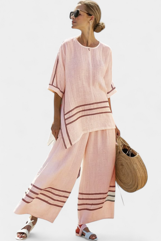 Wynric | Sophisticated Striped Asymmetrical Top & Bold Pants