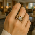 Royal vintage gold inlaid zirconia ring