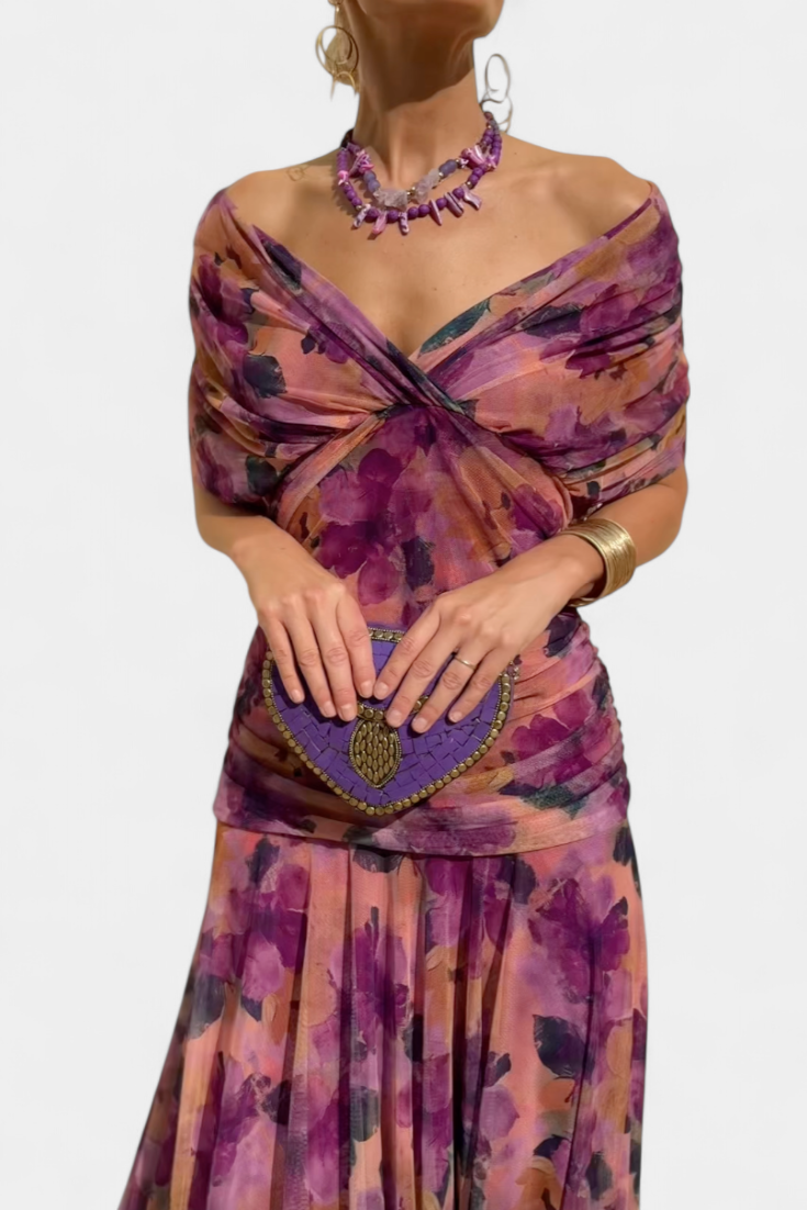 Freya - Flowing Floral V Neck Dress