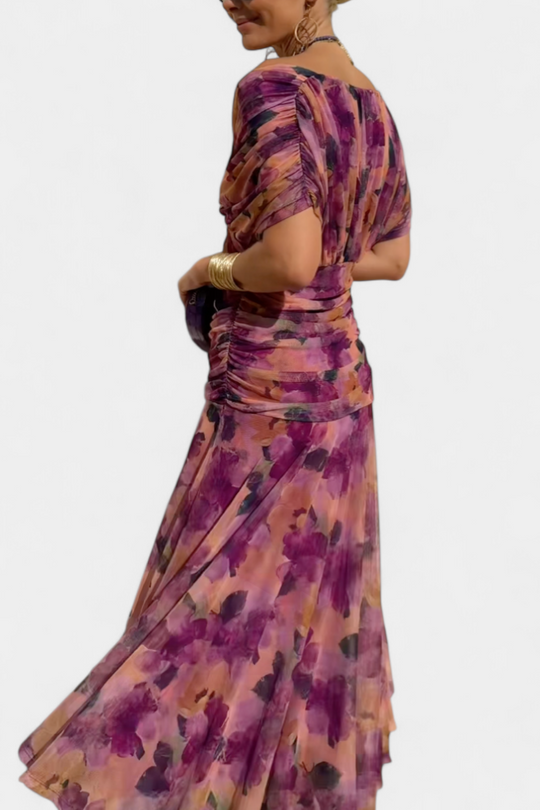 Freya - Flowing Floral V Neck Dress