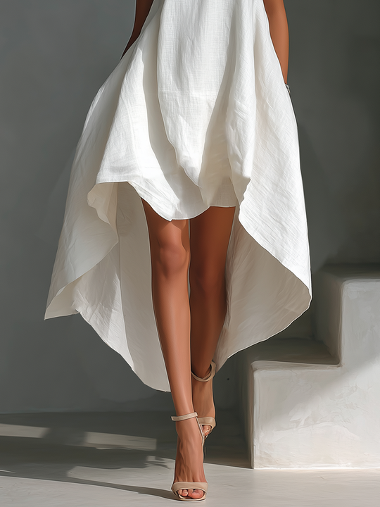 NOA - White Linen Sleeveless Midi Dress