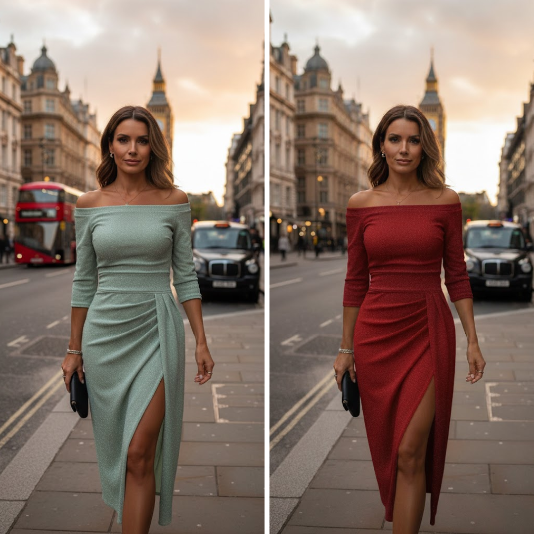 LERAYA – OFF-SHOULDER MIDI DRESS