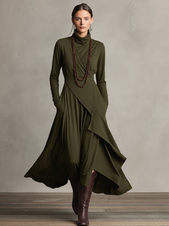 LINA - Purple Bohemian Cotton Stretch Maxi Dress