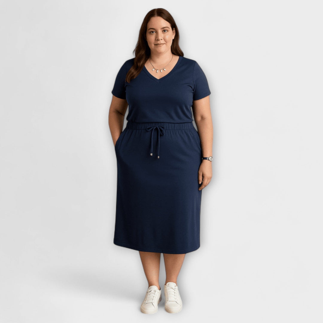Danielle - Elegantní V-krční top s sukní