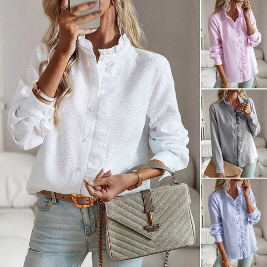 CLARA – RUFFLE TRIM BLOUSE