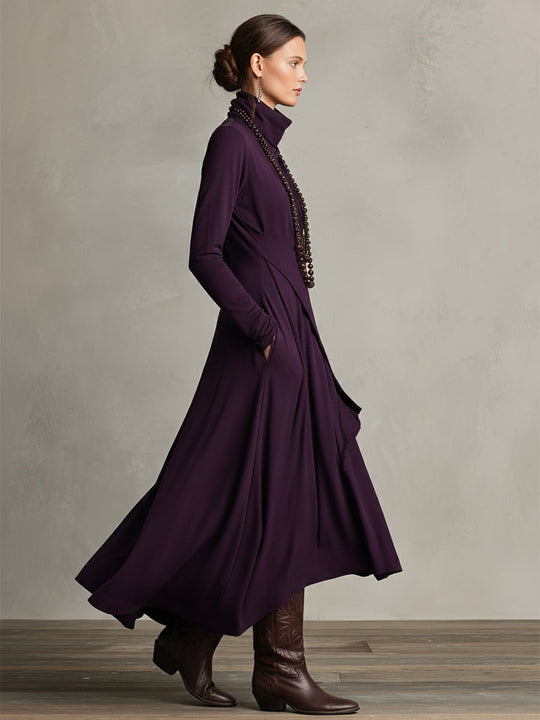LINA - Purple Bohemian Cotton Stretch Maxi Dress